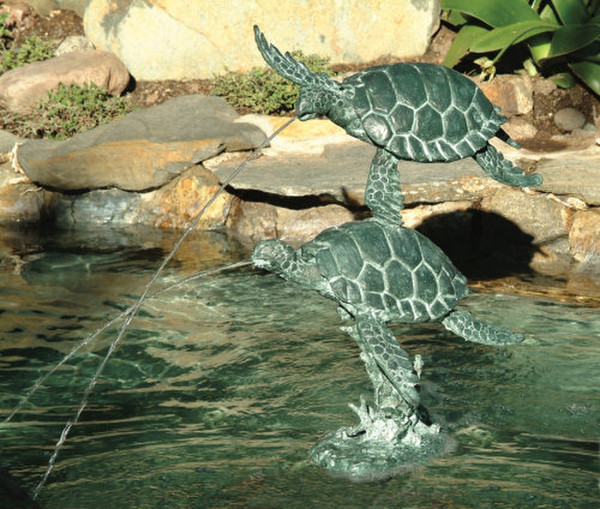 Sea turtles fountain bronze Statue Garden Sculpture Swimming